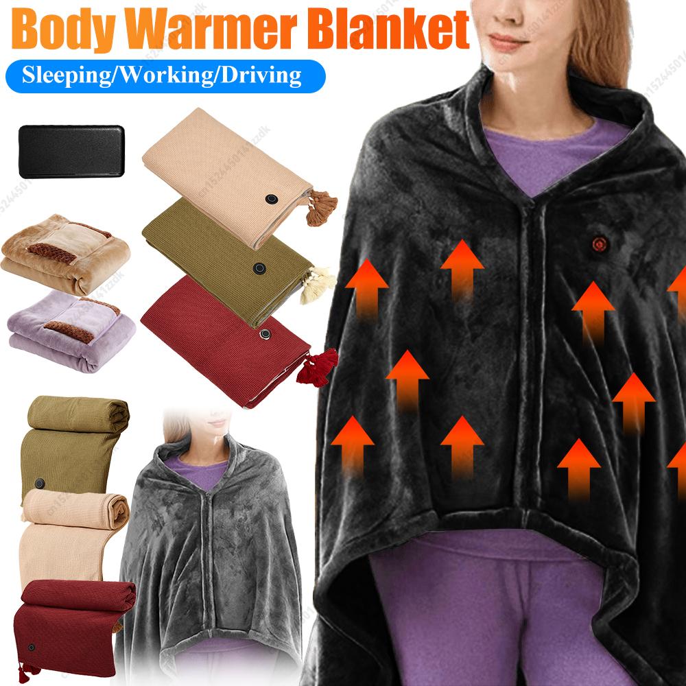 Body Warmer Blanket Zipper Coral Velvet Blanket Portable Quickly Heated Cape Pad