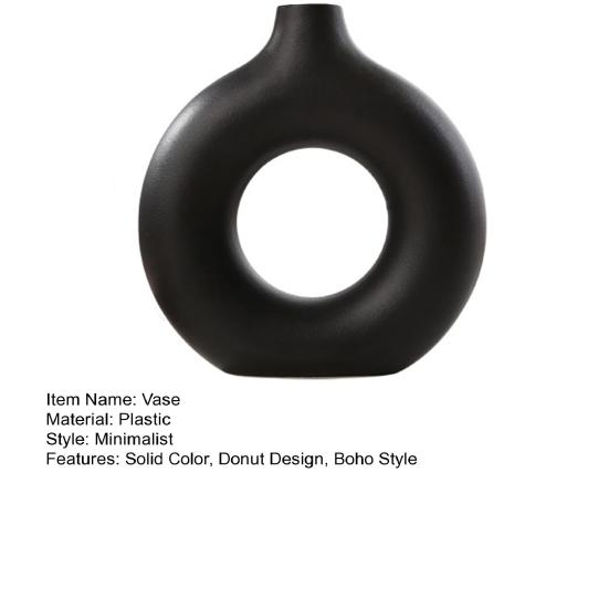 Donut Vase Shatterproof Hollow Vase Minimalist Boho Style Tabletop Decor Vase for Flowers