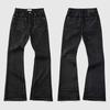 Mens Straight Fit Distressed Patchwork Denim Jeans Vintage Streetwear Style High Waist Ripped Cotton