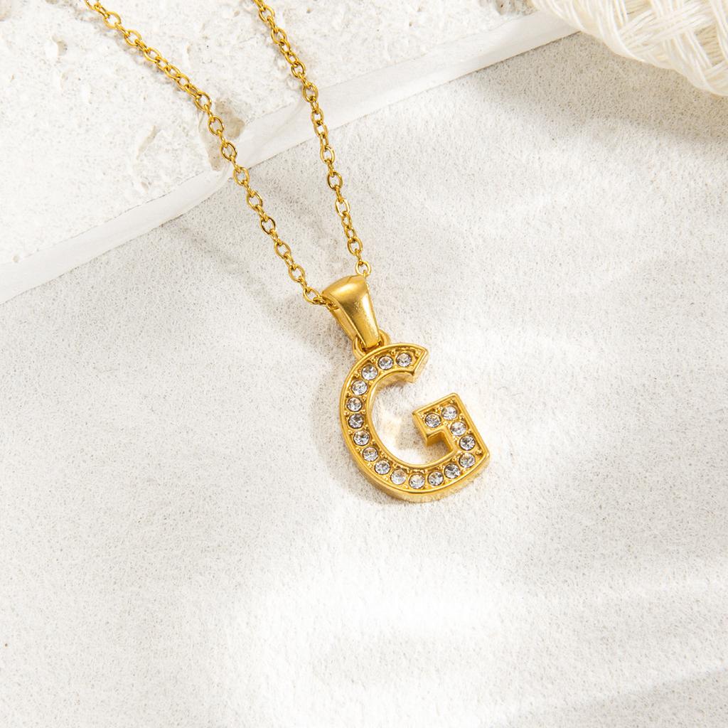 1pc Fashion Shining A-Z Letter Pendant Charm Necklace 26 Initial Alphabet Name Clavicle Chain Party Valentine's Day Jewelry Gift