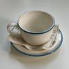 Vintage Mug Color Coil Ceramic Coffee Cup and Plate Set Latte    Cute  Tea