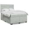 Vidaxl Letto Continentale Con Materasso, Grigio Chiaro, 140X190Cm, Velluto