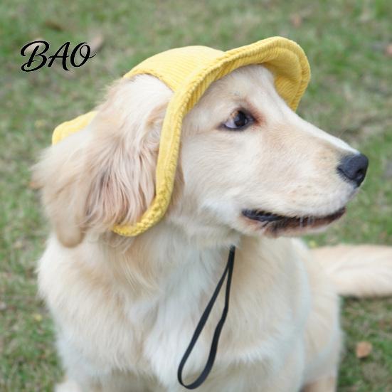 Pet Travel Accessories Corduroy Dog Baseball Cap, Cat Summer Beach Visor Hat with Ear UV Blocking Gear Holes, Adjustable Puppy Sunbonnet Headdress for