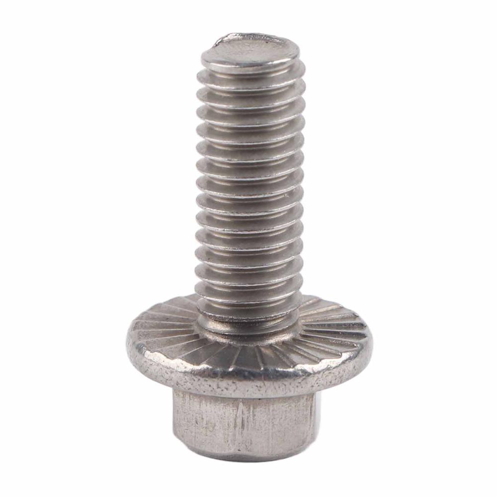 10pcs Serrated Locking Face Hex Flange Screws Hex Head Skid Plate Bolts  Vehicle Protection