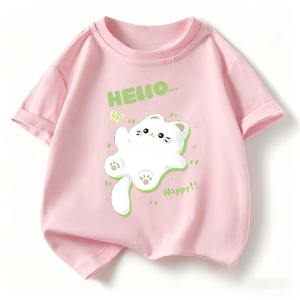 

Summer Fashion T-Shirt, Soft and Skin-Friendly, Loose and Comfortable, Simple and Versatile, Cute Cat Short Sleeve Top 160