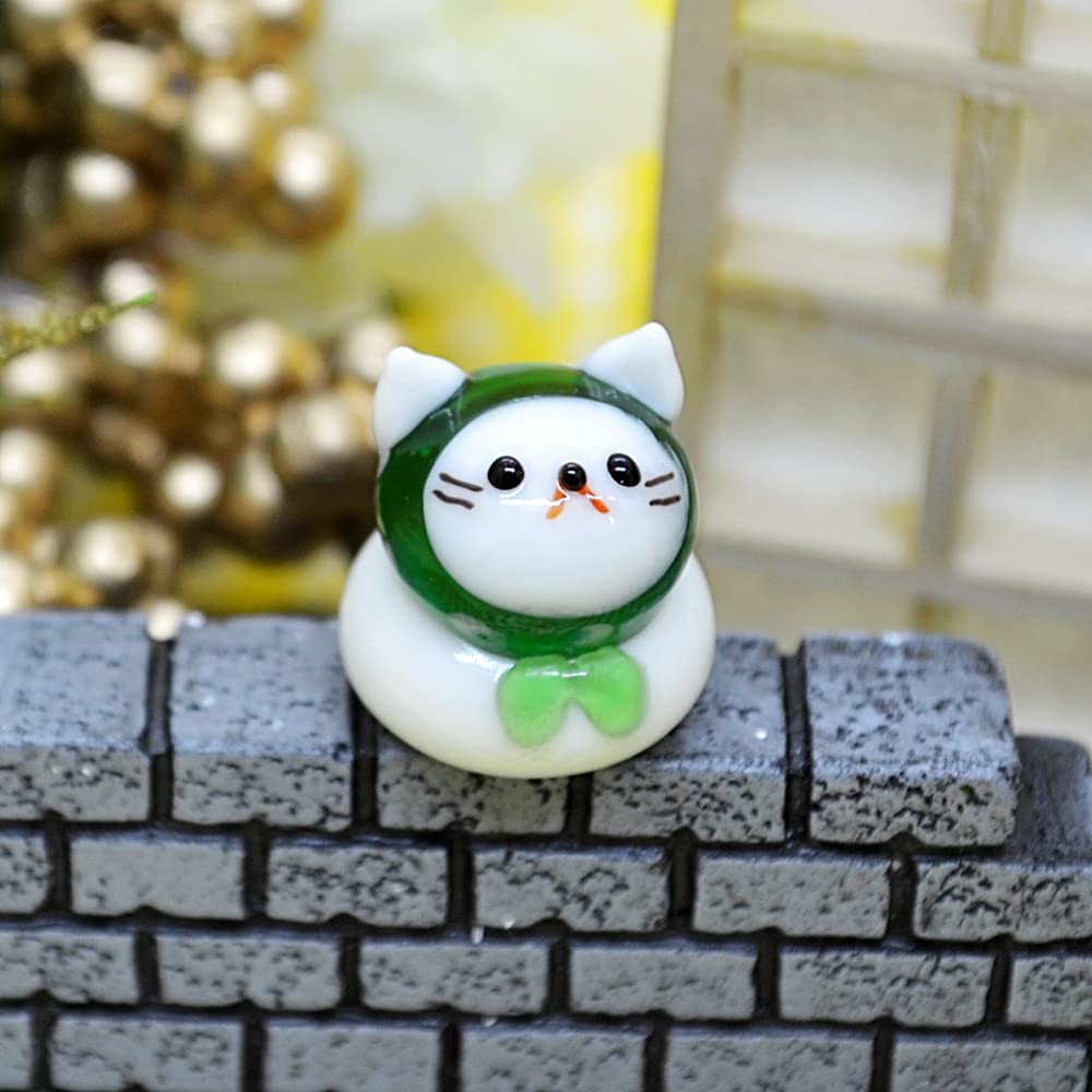 Four Cart Cute Handmade Glass Craft Dorobou Cat