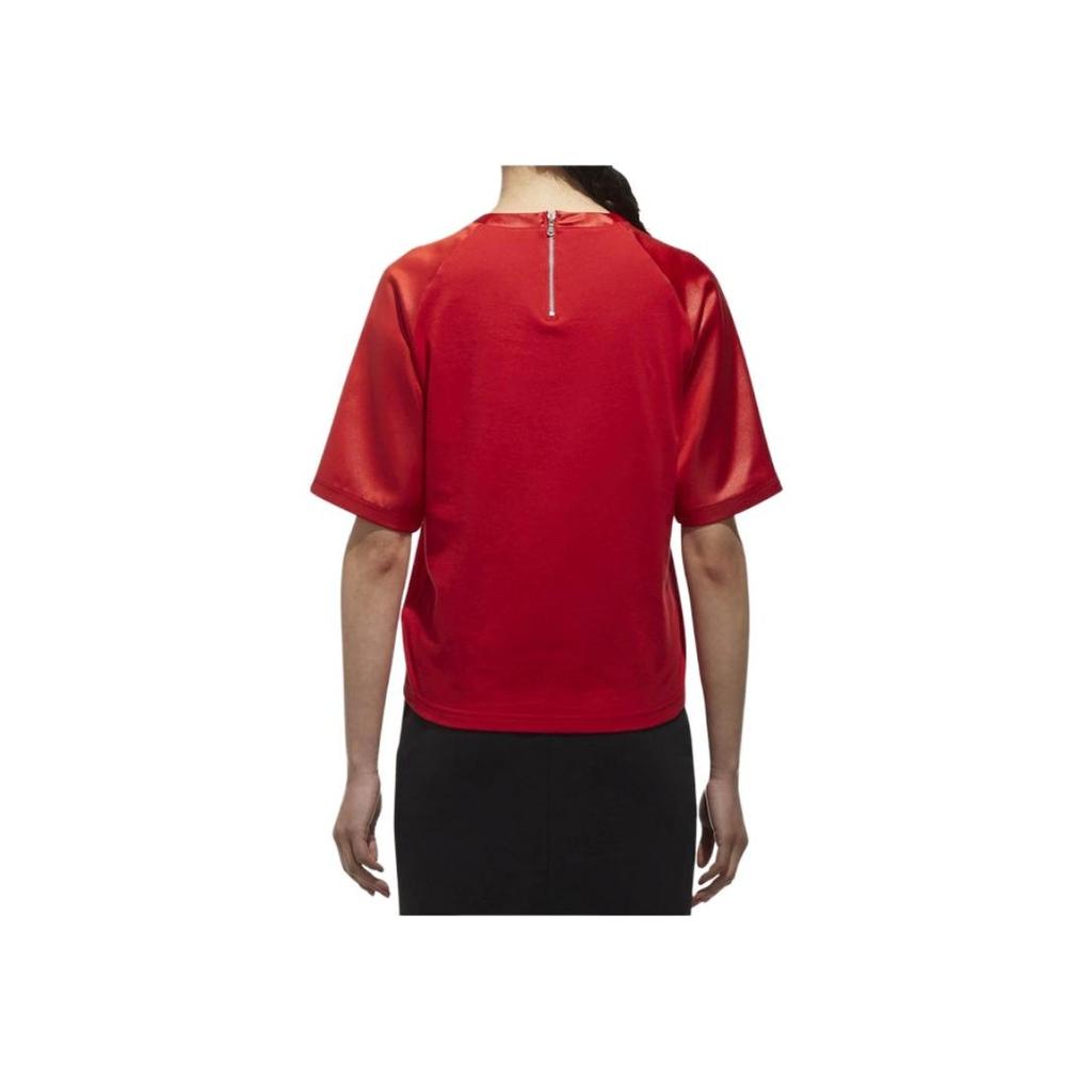 Adidas Neo Raglan Sleeve Round Neck Short Sleeve T-Shirt Women Tops Red CV7746