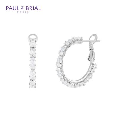 PAULBRIAL PKBE0134 (WG) Baguette Hoop Earrings