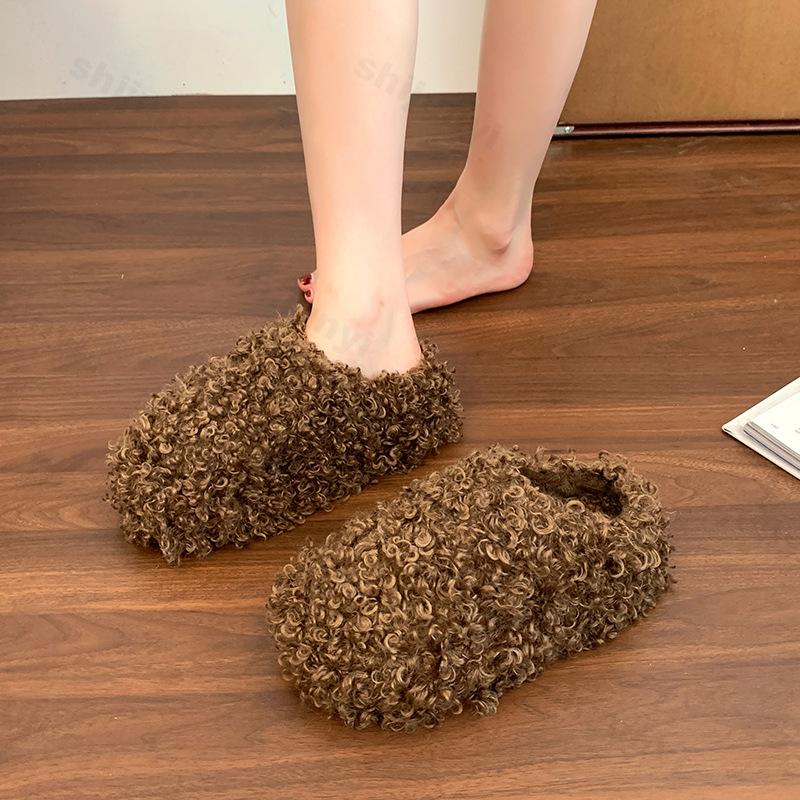Fashion Women's Slippers 2025 Autumn Winter Fashion New Comfortable Furry Indoor Casual Slippers Platform Female Retro Warm Plush Shoes