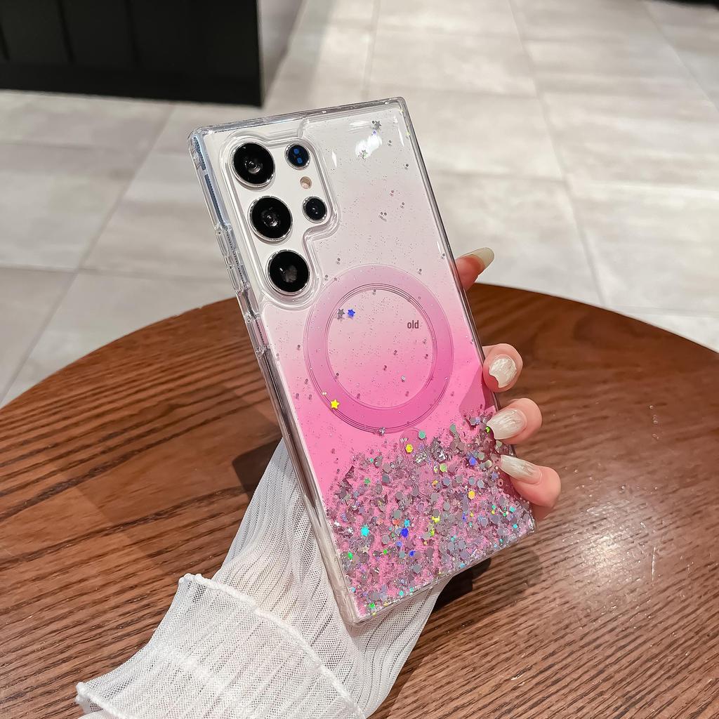 Samsung S25 Ultra Wireless Gradient Epoxy Glitter Case - Magnetic Protective Cover for S24+