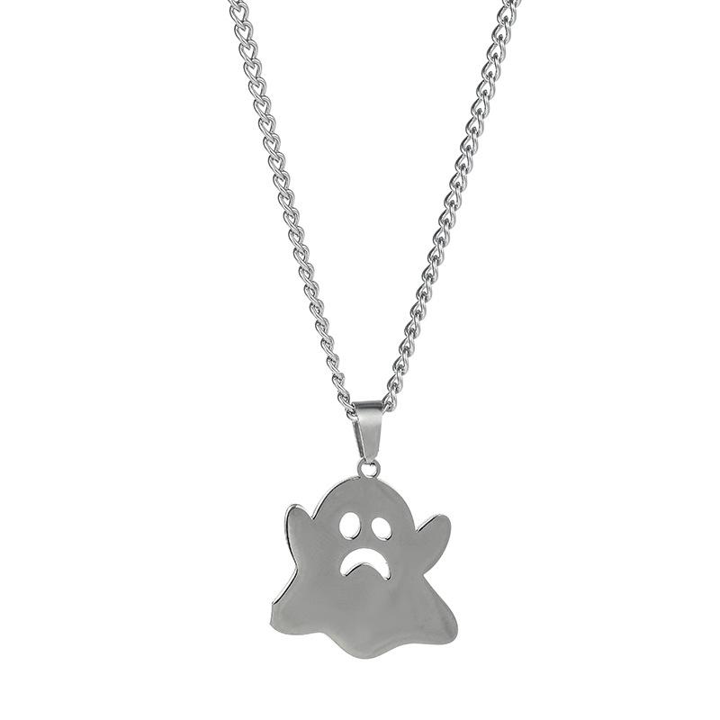 Kleiner Geister Anhänger Titanstahl Herren Halskette Modisches und Vielseitiges Halloween Accessoire