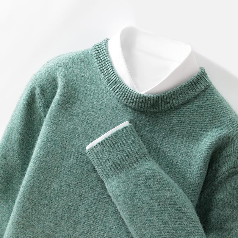 Mens Seven-pin Thick Round Neck Sweater for Womens Autumn and Winter Latest Skin-friendly and Warm Sweater Simple and Versatile Base Top
