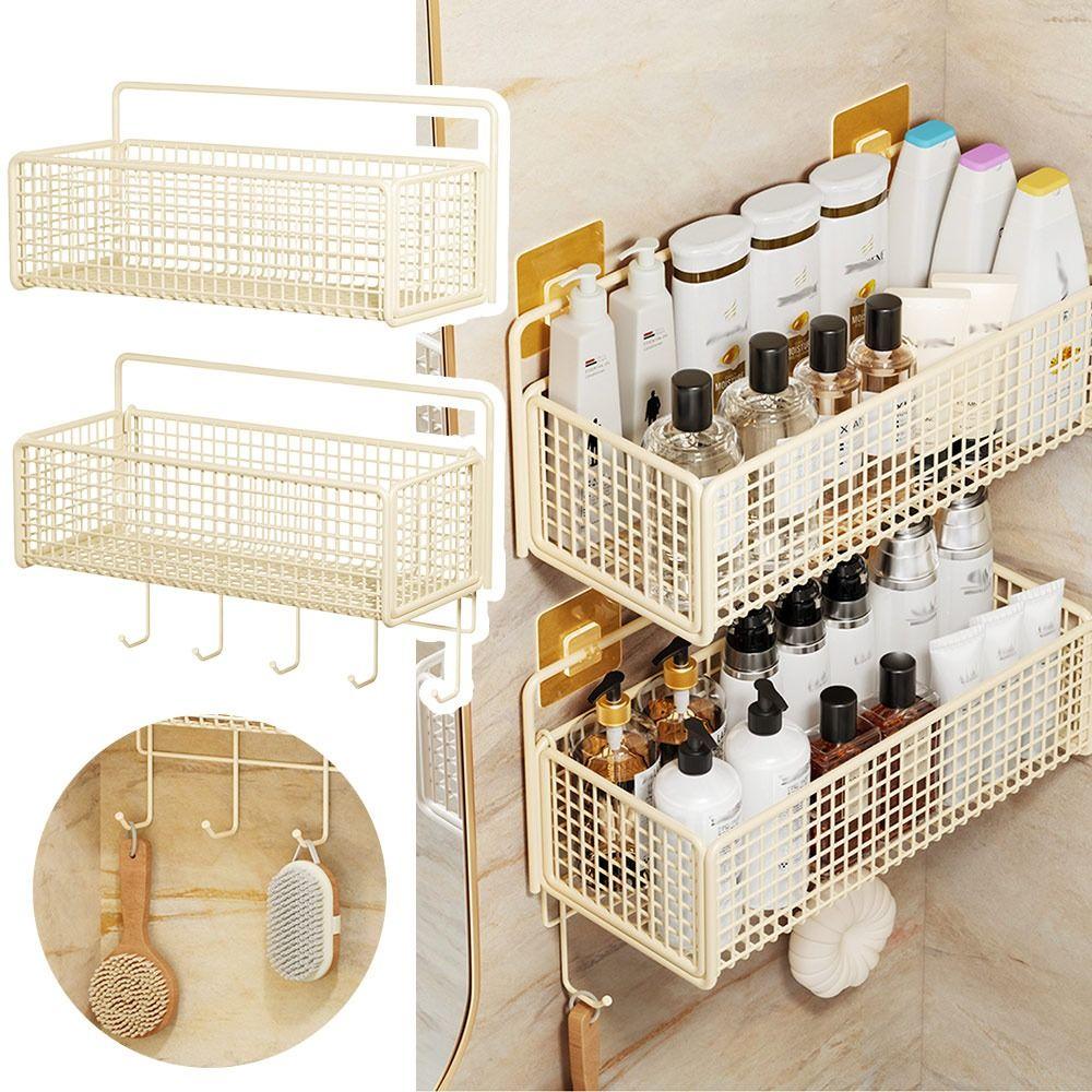 

No-Punch Toiletries Racks Wall Mount Kitchen Storage Rack Gifts Bathroom Organiser 4
