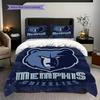 Memphis Grizzlies Bold Bear Spirit Three-piece Set(1 * Duvet Cover + 2 * Pillowcase, Without core)Christmas Birthday Gift Duvet Cover and Pillowcase