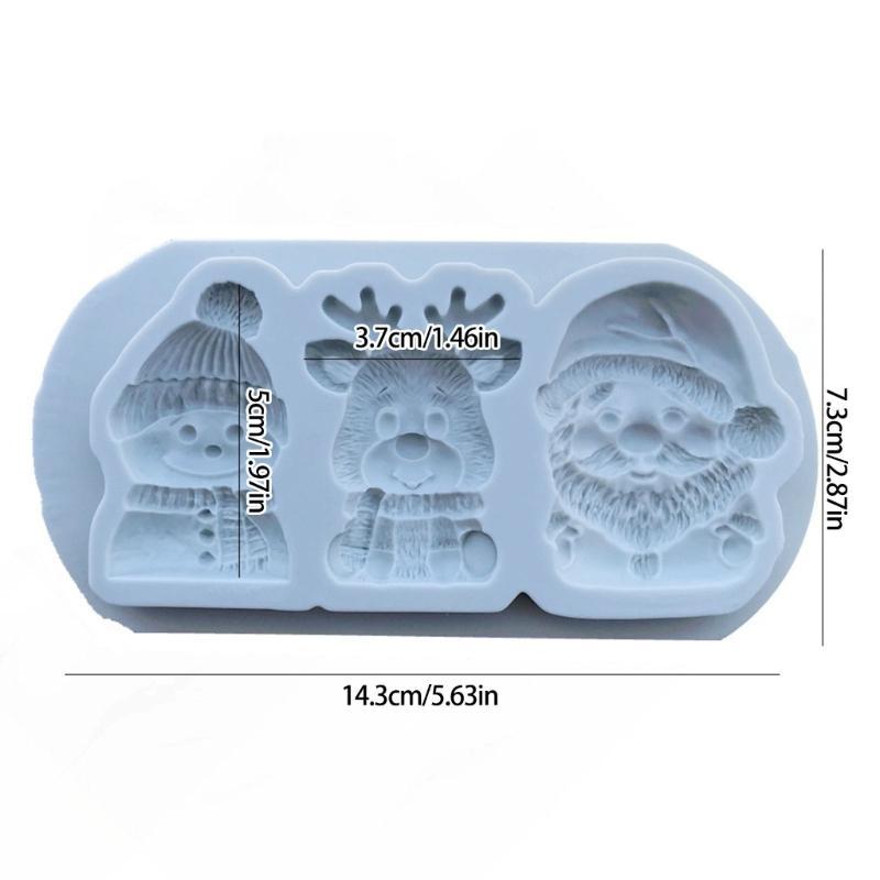  Festival Silicone Cake Molds Set Santa Reindeer Snowman Snowflake Design for Baking Decorations