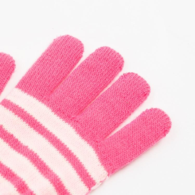Keep Warm Full Finger Gloves Child Striped Pattern Mitten Windproof for Outdoor
