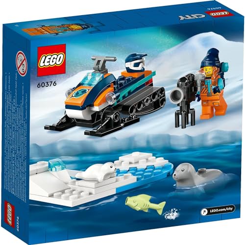 LEGO City Arctic Explorer Snowmobile Toy, a great gift for birthdays, Christmas, and other educational toys for boys and girls ages 5, 6, 7, and 8. Pe