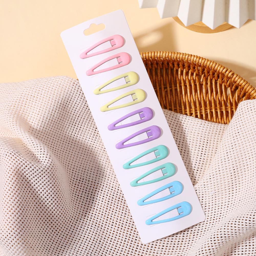 10PCS/Set Girls Print Waterdrop Shape Alloy Hairpins Sweet Hair Clips Barrettes Headwear Hair Holder Baby Hair Accessories Set