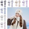Knitted Hat Scarf Gloves Threepiece Winter Warmth Set For Ladies With Wind Resistance