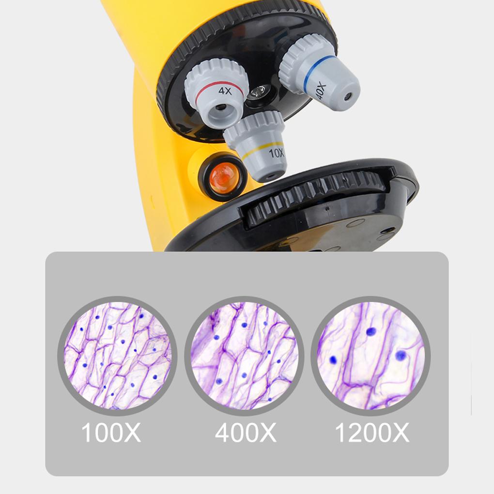 Children Students Rotatable Microscope Home Laboratory Adjustable 100X 400X 1200X Magnification Times LED Microscopes Magnifier
