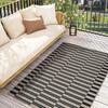 Indoor/Outdoor Rug - Black & Beige Checks/Stripes - Weather - Resistant, Non - Slip - Patio/Living Room Decor - HomeDecor