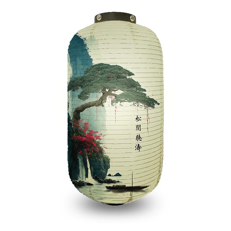 Chinese Pine Tree Scenery Pattern Lantern Outdoor Traditional Cylinder Lantern Wedding New Year Festival Decoration Lantern
