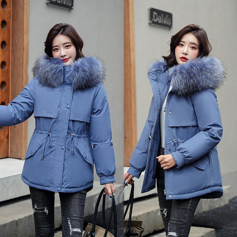 Pie Overcomes Women's Winter New Fleece Thickened Padded Jacket Loose Padded Jacket Waist Down Padded Jacket