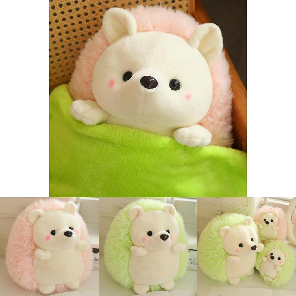 Adorable Plush Hedgehog Doll And Pillow Blanket Two In One Backpack Keychain