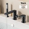 TLXT Black Rotatable Deck-Mounted Bathtub Faucet Set