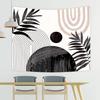 Abstract Black Boho Mid Century Tapestry Modern Aesthetic Minimalist Wall Hanging Sun Leaves Pink Arch Neutral Contemporary