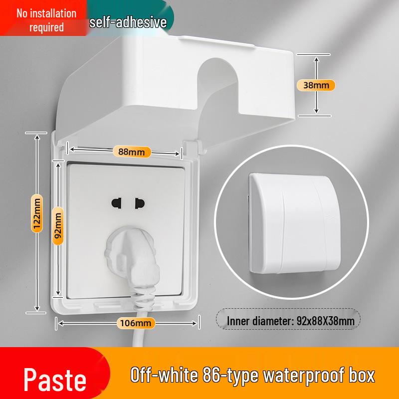 Cubierta de Enchufe Adhesiva Impermeable Tipo 86 para Baño - Caja Anti-Golpes con Protección Infantil