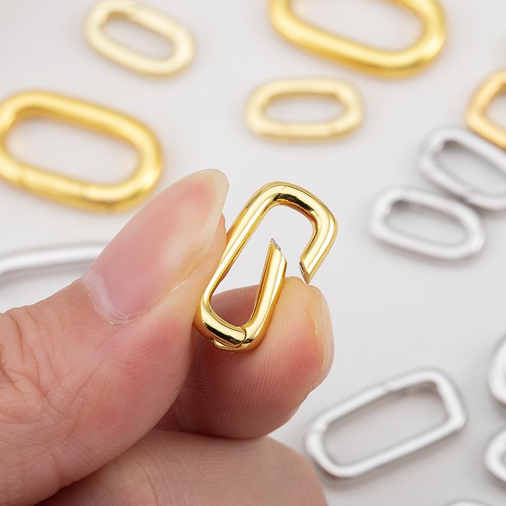 2pcs 18K Gold Filled Oval Carabiner Necklace Clasps Closures Pearl Enhancer Connector Brass DIY Jewelry Necklace Bracelet Making