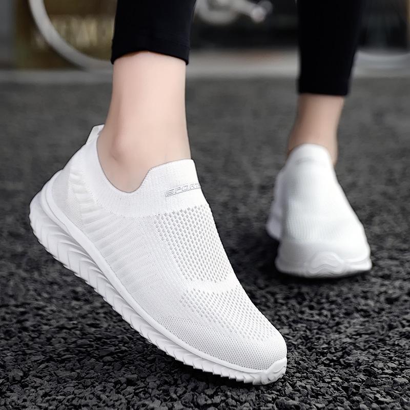 

Спортивный набор кроссовок больших размеров, дышащая обувь для ходьбы, легкий повседневный дизайн слипонов для весны, сетчатые носочные туфли из ЭВА 37 белый