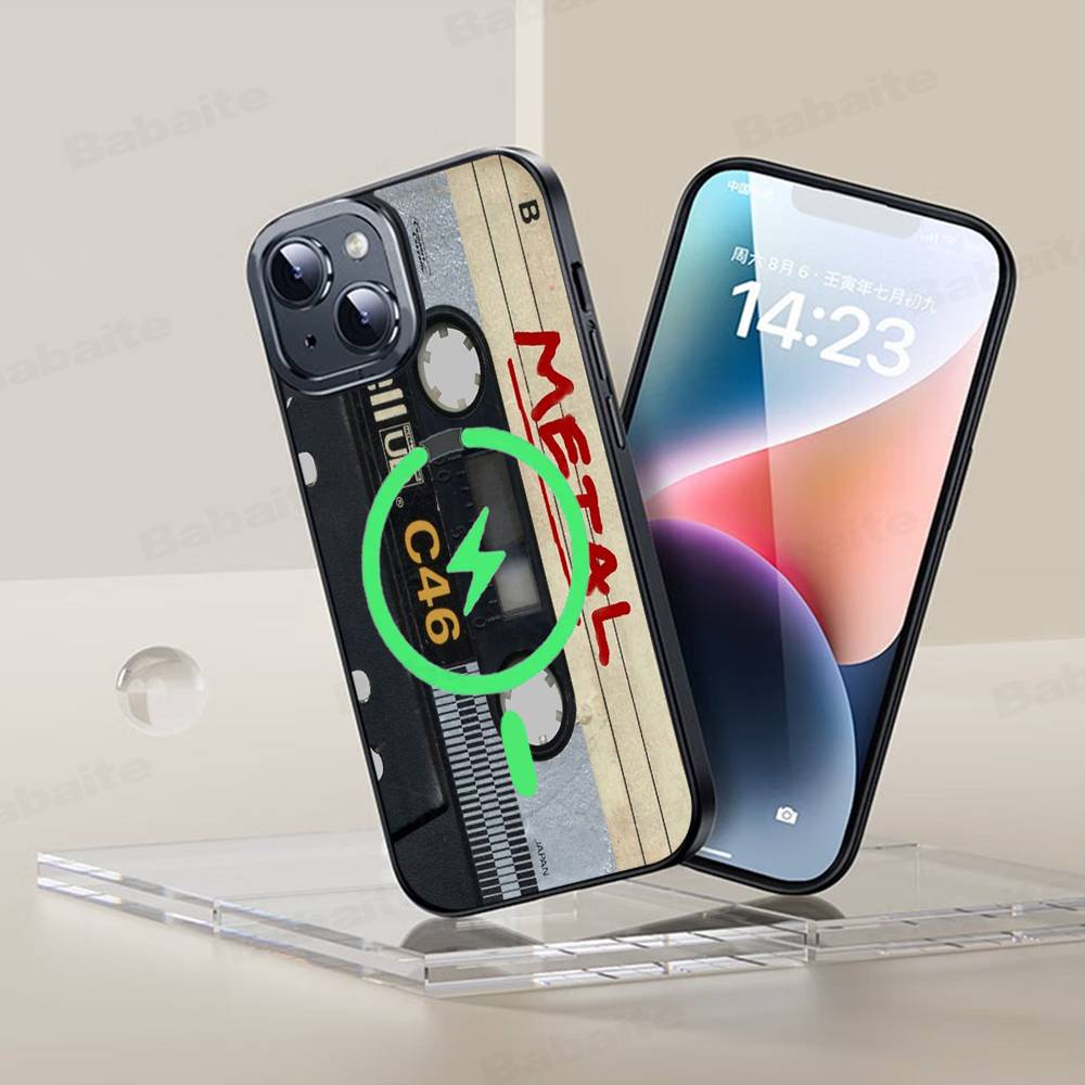 

Vintage Music Tapes Cassette Phone Case Magnetic Case For iPhone 17 16 15 14 13 12 11 For Magsafe Wireless Charge Cover iPhone 17 Pro