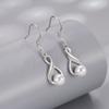 Fashion Female Earrings Sterling Silver Eternal Endless Infinity Pearl Small Earrings for Women Wedding Wholesale