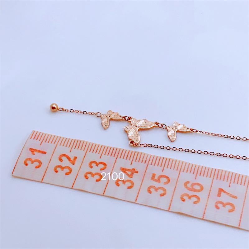 Purple Gold Super Flash Dragon Scale Butterfly Necklace Fashion Plated Rose Gold Fringed Bead Necklace