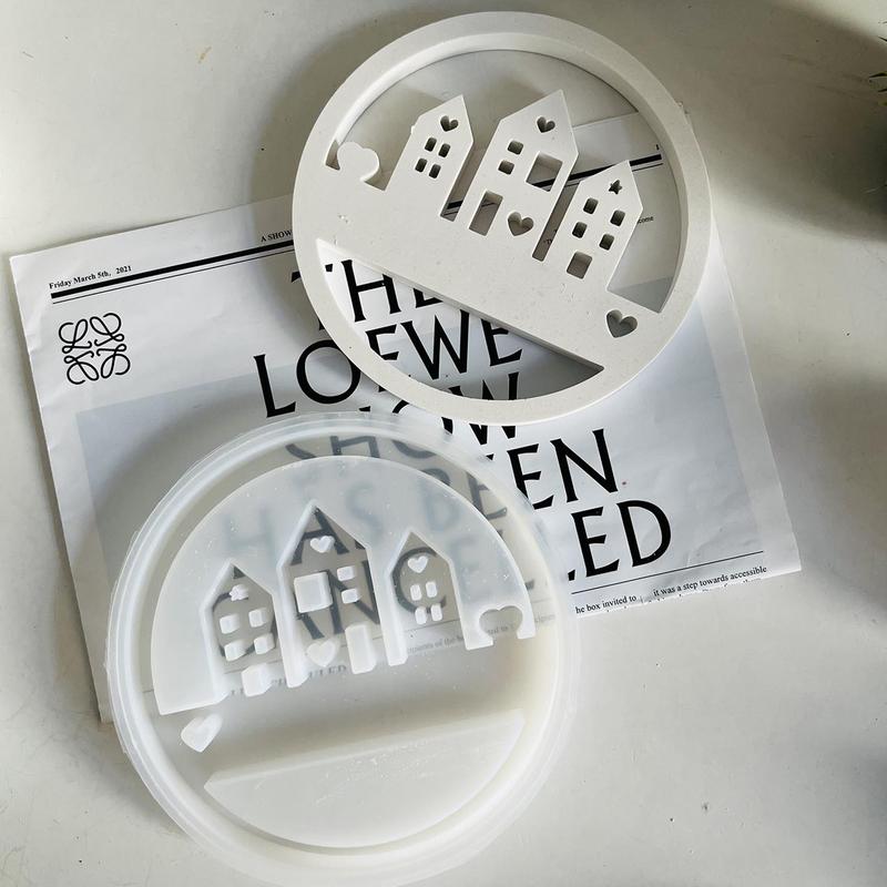 Resin House Mold Concrete Moulds Non-stick Circular Heart House Mould For Aromatherapy Gypsum Ornament Resin Craft Home