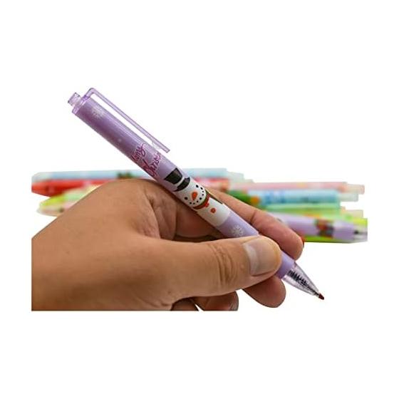 12 Pack Christmas Gel Pens, 0.5mm Black Ink, Retractable, Cute & Funny, Smooth Writing, Ideal for Planners, Office Supplies, Kids, School, Parties,