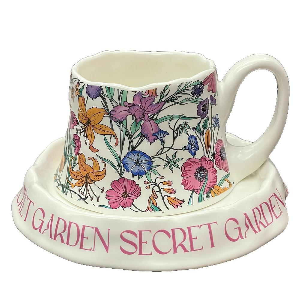 Fiński Średniowieczny Styl Kwiatowy i Pasteralski Wysokiej Klasy i Wykwintne Duże Kubki Biurowe i Domowe Ceramiczne Filiżanki do Kawy i Spodki