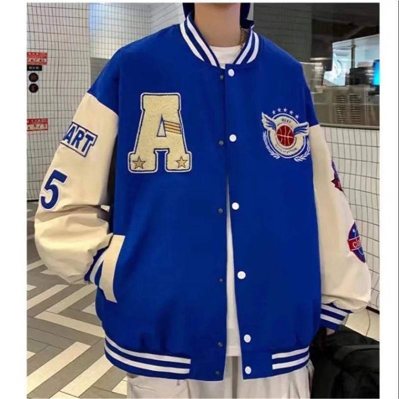 Letter Patch Baseball Jacket Casual Loose Varsity Coat