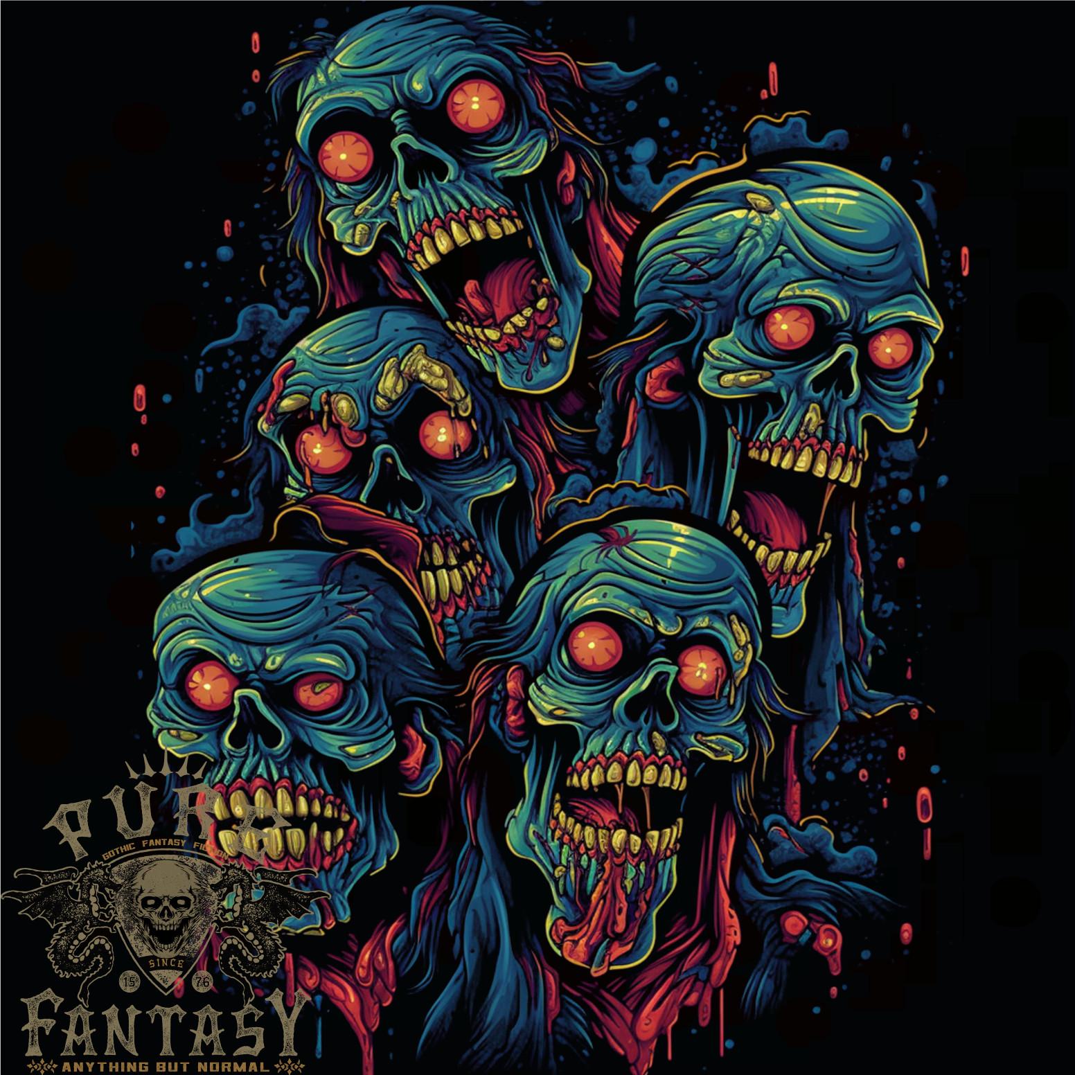 26 5 Zombie Skulls Halloween Mens T-Shirt 100% Cotton Unisex T-Shirt XXXL