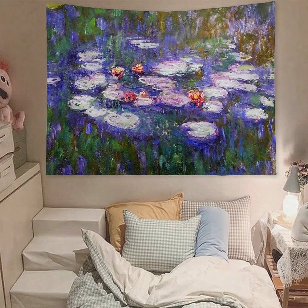 Claude Monet Tapestry Wall Hanging Tapestry Art Deco Blanket Curtain Hanging At Home Bedroom Living Room Decor