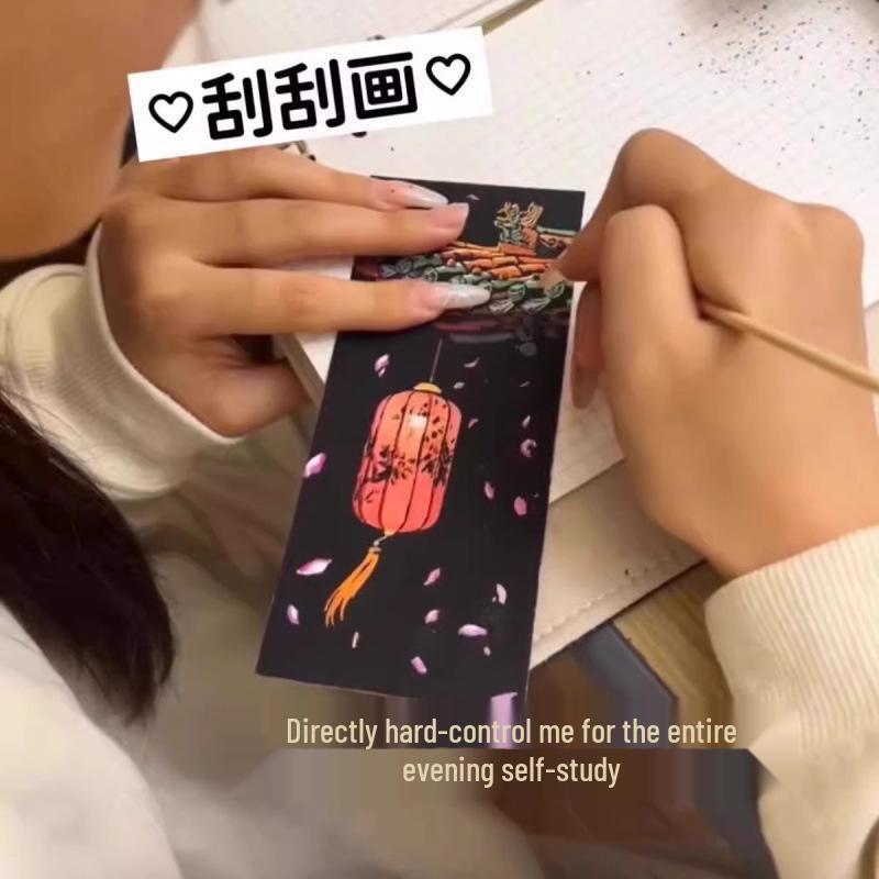 Night View City & Castle Scratch Art for Adults and College Students - Decompression Painting Paper