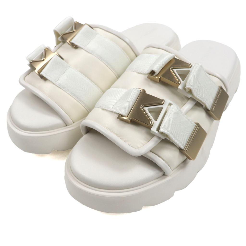 Pristine BOTTEGAVENETA Sandals Flash double belt white Nylon mens 43 690034 Used
