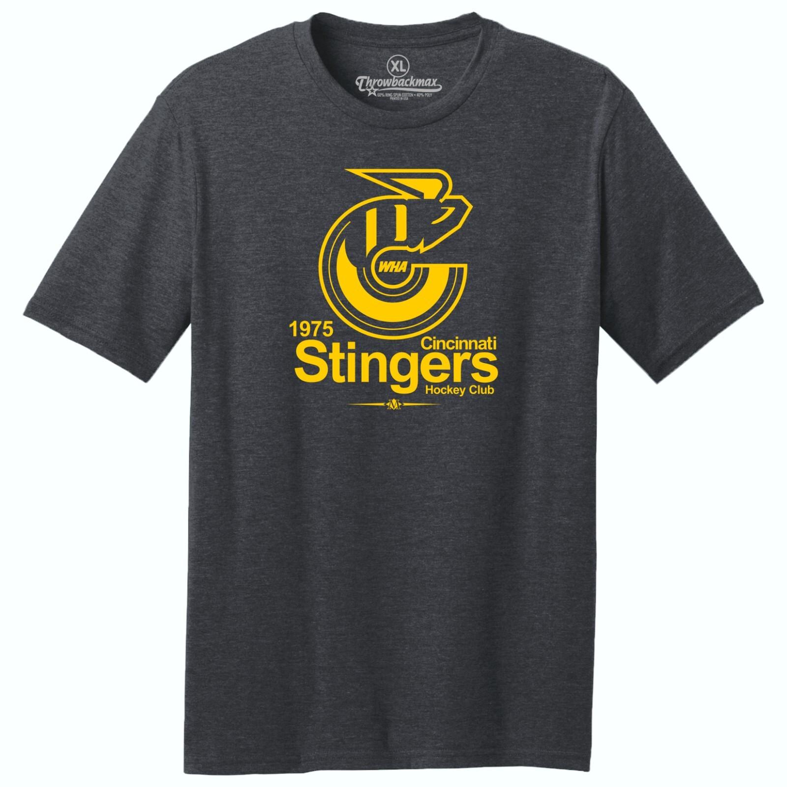 Cincinnati Stingers 1975 WHA Hockey TRI-BLEND Tee Shirt - Columbus Blue Jackets S