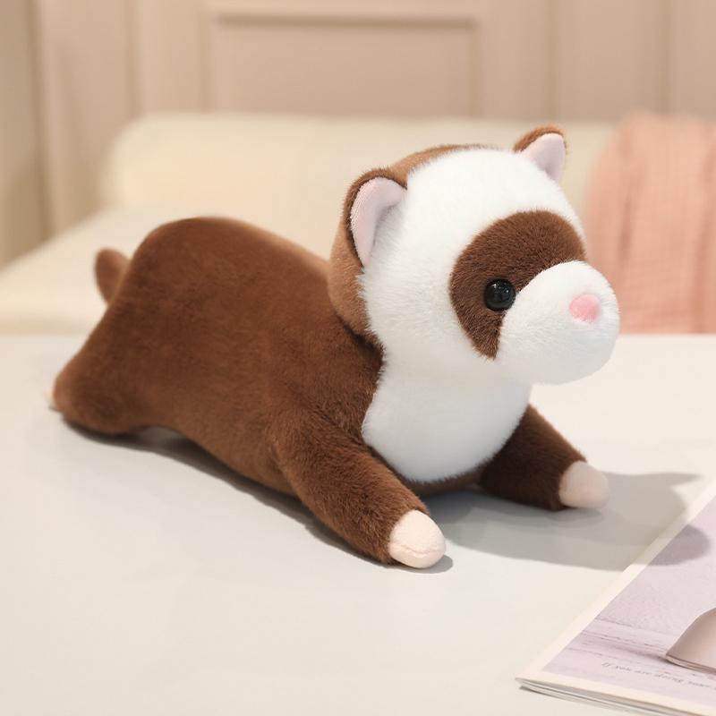 Cute Ferret Plush Toys Stuffed Soft Lying Prone Ferret Doll Warm Cozy Animal Throw Pillow Amusing Birthday Gift 50cm коричневый