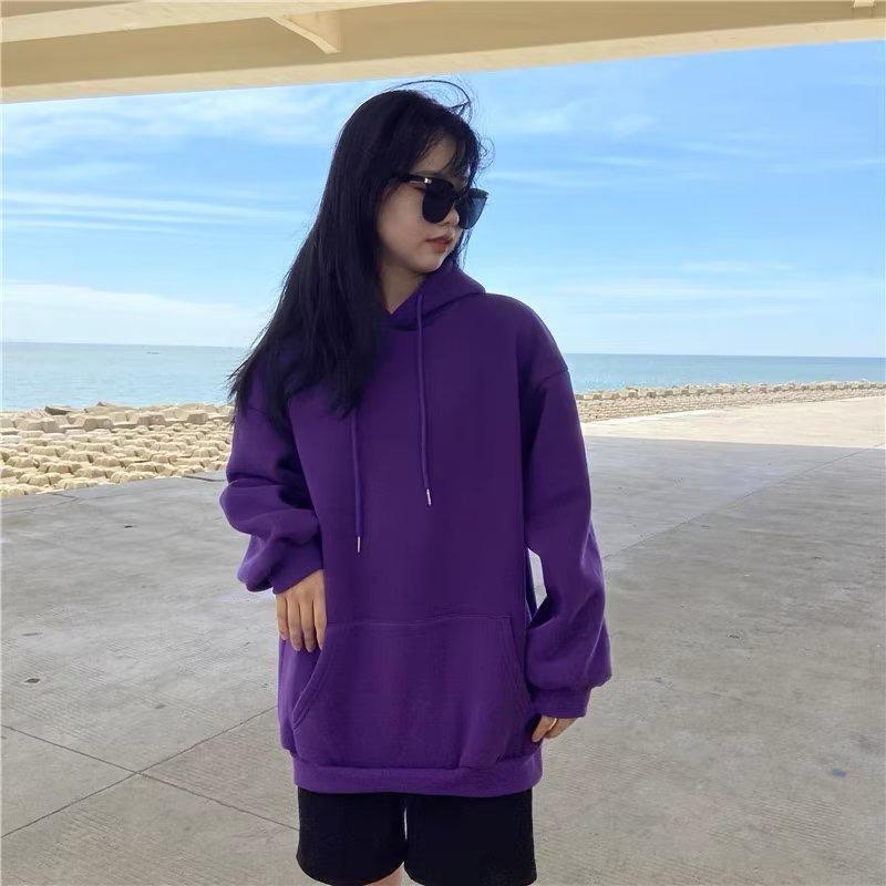 

Мужская флисовая толстовка свободного покроя с капюшоном в гонконгском стиле - однотонный пуловер на осень/зиму 5XL фиолетовый