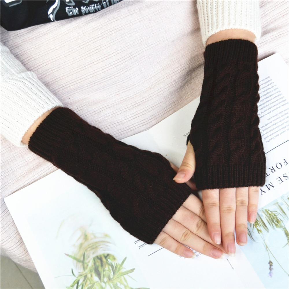 Solid Color Knitting Gloves Thicken Fingerless Glove Comfortable Women Gloves  Women
