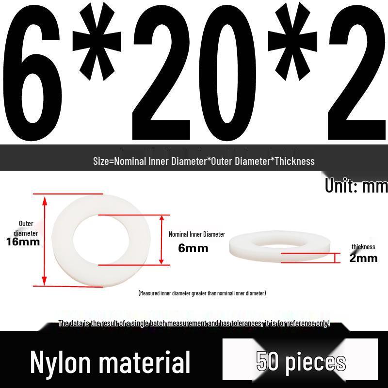 White Wear-Resistant Nylon Flat Washer Round Plastic Insulating Gasket M4-M20