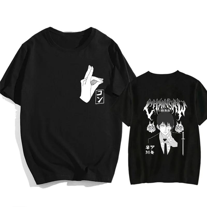 Black White Tshirt Makima Harajuku Graphic Tees Clothing Chainsaw T Shirt Japanese Anime Aesthetic Clothes Harajuku Streetwear